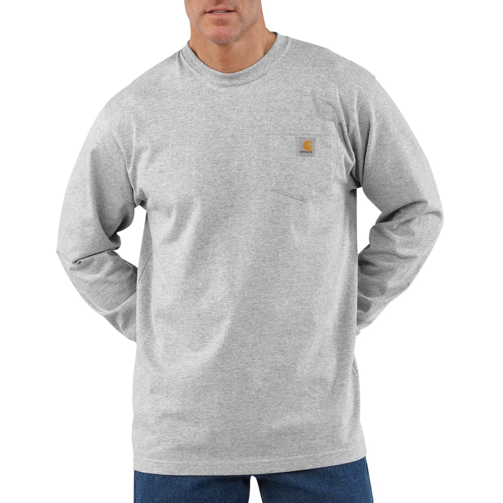 carhartt K126 Футболка с длинным рукавом средней плотности с карманом M Серый (Стандарт США)