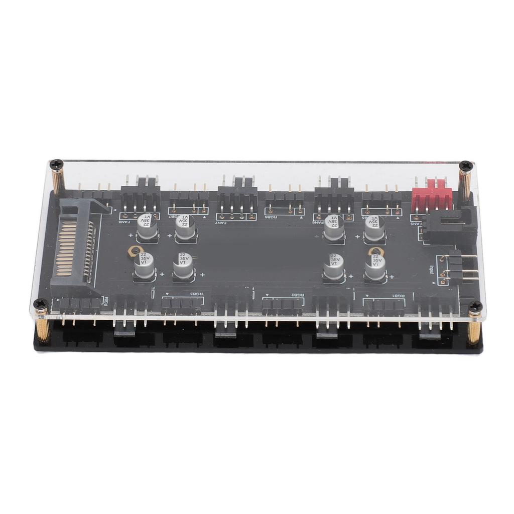 ARGB PWM 2 in 1 Hub 8 Way 5V 3 Pin ARGB HUB and 8 Way 12V 4 Pin PWM Hub with Acrylic Shell for Expanding Motherboard