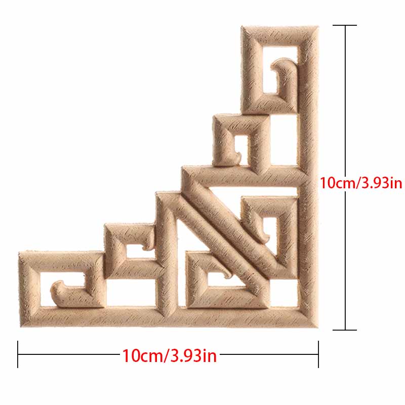 1Pc Chinese Carving Solid Wood Appliques For Furniture Cabinet Unpainted Wooden Mouldings Decal Vintage Home Decor Decorative