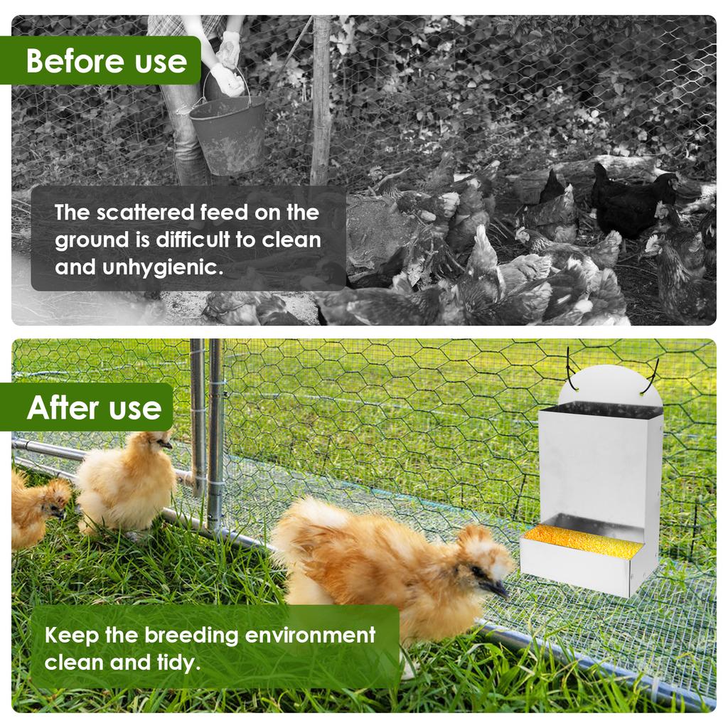 Chicken Oyster Shell Feeder Metal Chicken Grit and Oyster Shell Feeder Hanging Farm Grit Dispenser Poultry Feeding Accessories