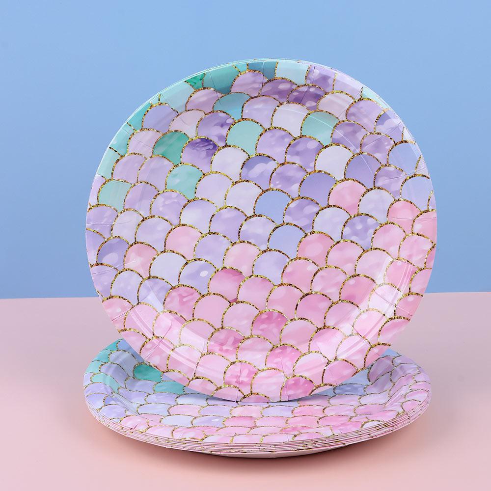 Салфетка для моря, украшения, одноразовая посуда, набор бумажных стаканчиков, бумажная тарелка для вечеринки в стиле Русалочки