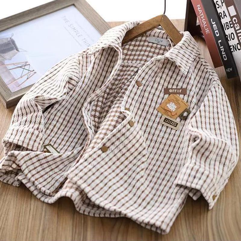 Мальчишеская клетчатая рубашка с длинным рукавом - Стильный повседневный топ на осень/весну 2026