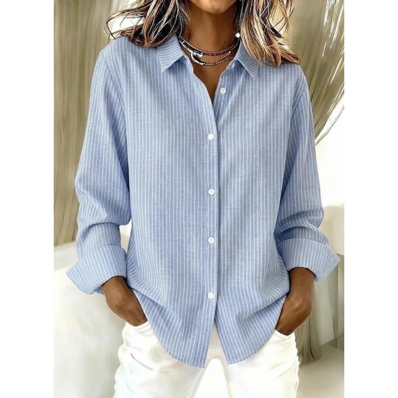 Women S Long Sleeve Striped Loose Fit Commuter Shirt