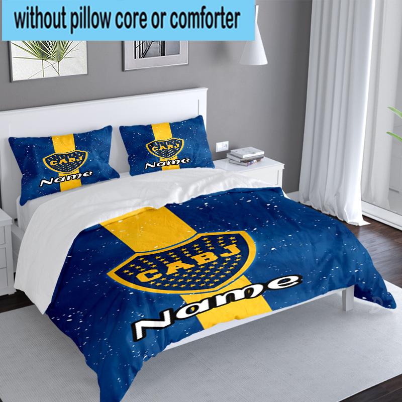 3PCS Custom Name Juniors FC Emblem Bedding Set, Including 1pc Duvet Cover And 2pcs Pillowcases, Suitable for dorms and bedrooms Gift