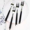 Десертная фруктовая вилка French Blanc, серебристо-черная, 4 шт., популярная корейская посуда