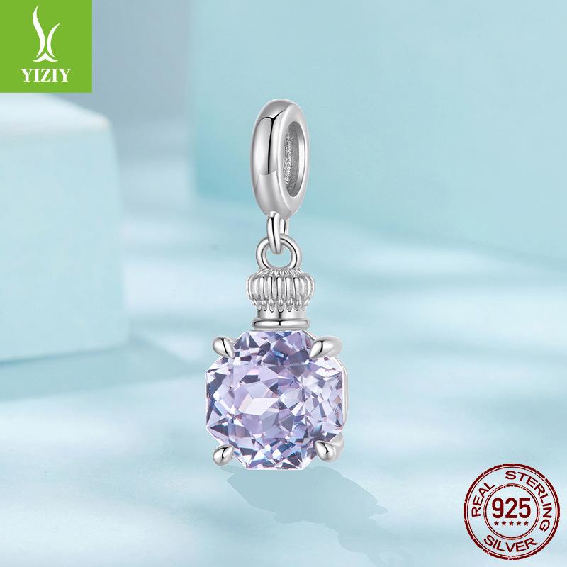Exquisite Shining Purple Perfume Bottle Diy Pendant Accessories Fashion Premium S925 Sterling Silver Beads