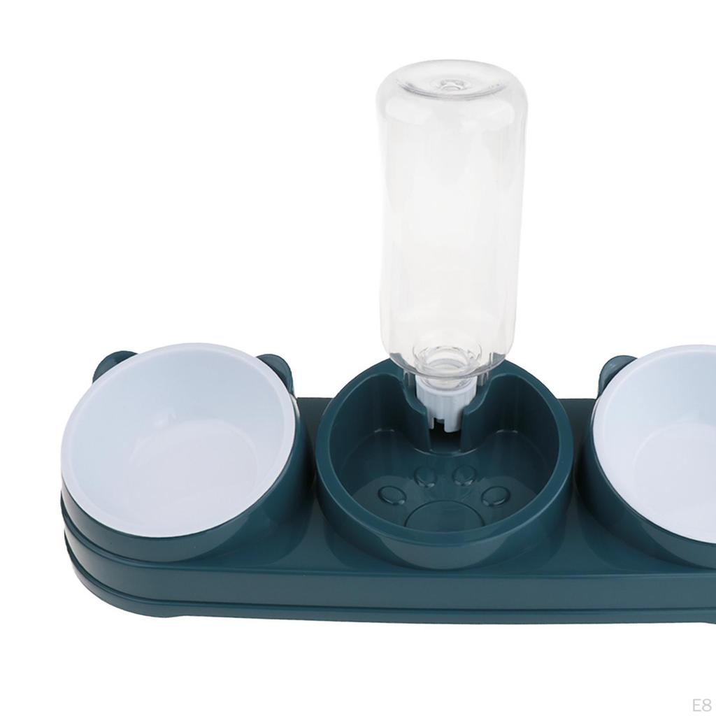 2 Food Bowls and Water Feeder Set Wet Dry Bowl Easy Cleaning Pets Supplies Pet Feeding