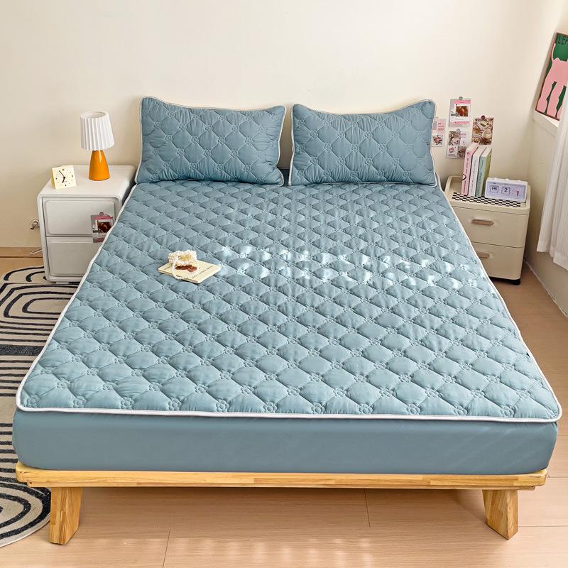 Облачно-хлопковая, приятная для кожи, утолщенная, облегающая простыня: Однотонный, 100% хлопок, Нескользящий, Можно стирать в машине.