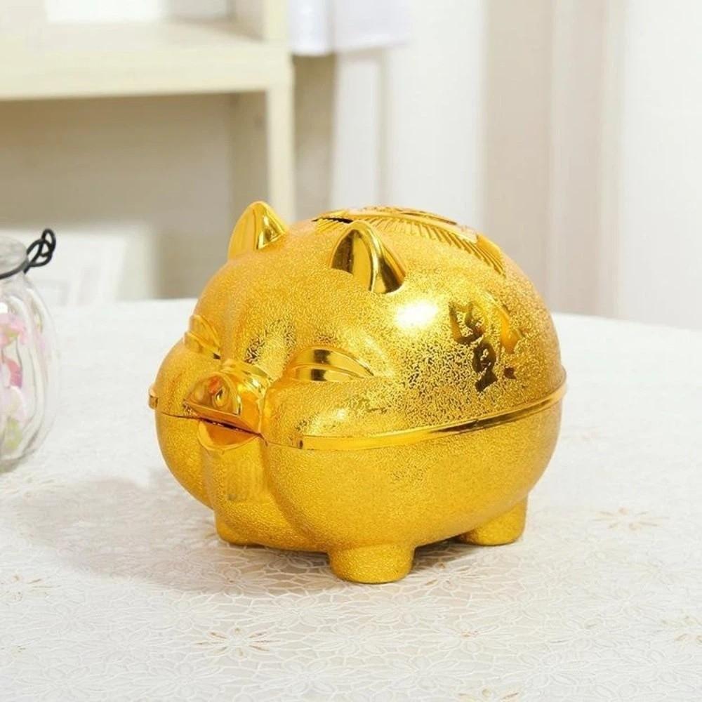 Plastic Pig Plastic Piggy Bank Gold Pig Coin Saving Box Decorative Pig Money Jar Home
