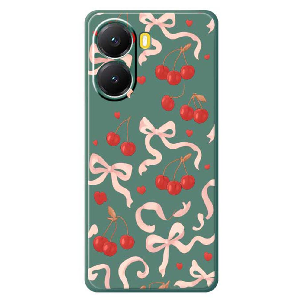 For Xiaomi Redmi Turbo 4 5G/Poco X7 Pro 5G Case Big Bow Cherry Pattern Printing Straight Edge TPU Phone Back Cover