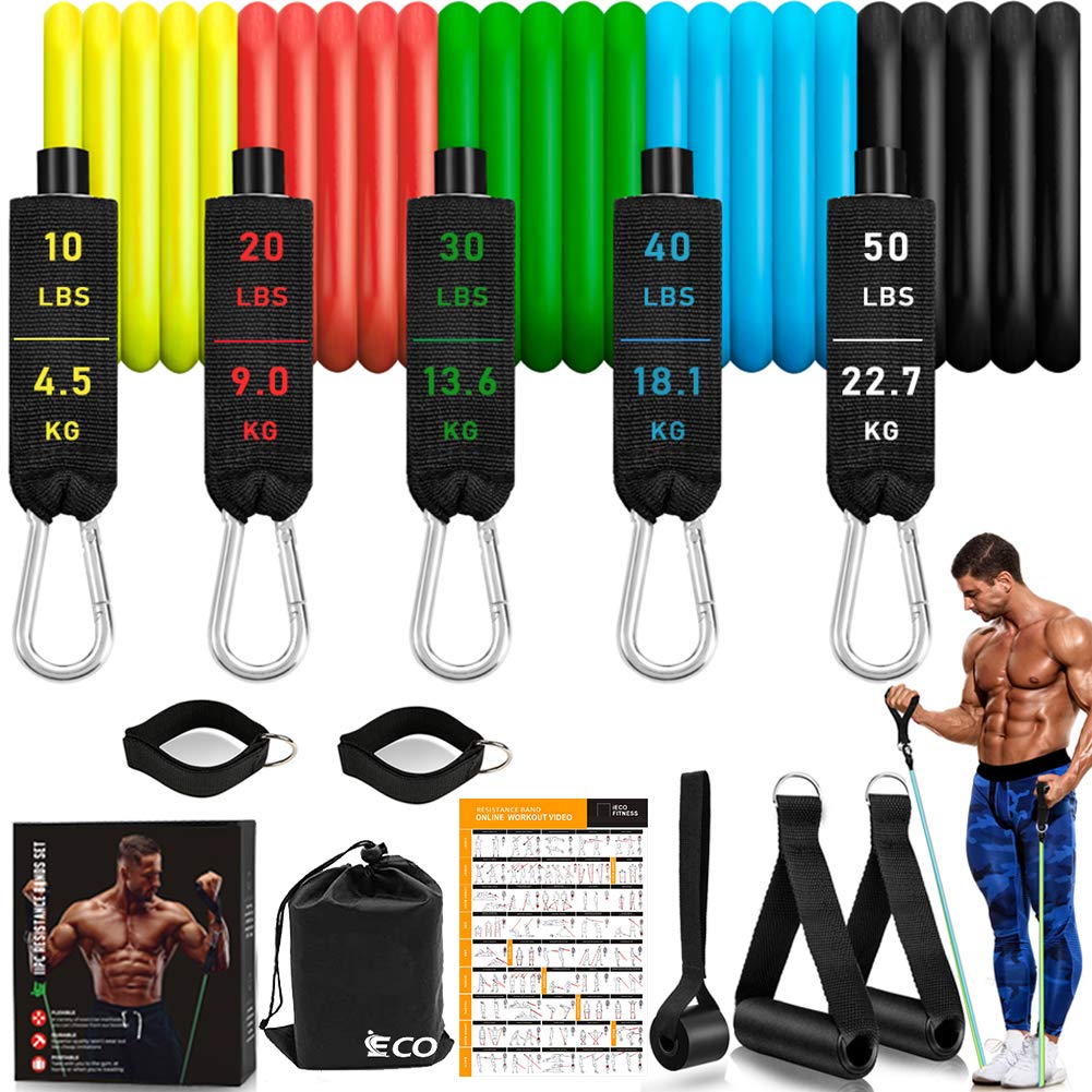 iECO Training Tube Muscle Training Rubber Training Home Strength Training Instructions and Storage Bag Included Tubes, Training, Tubes, Tubes, Bands,