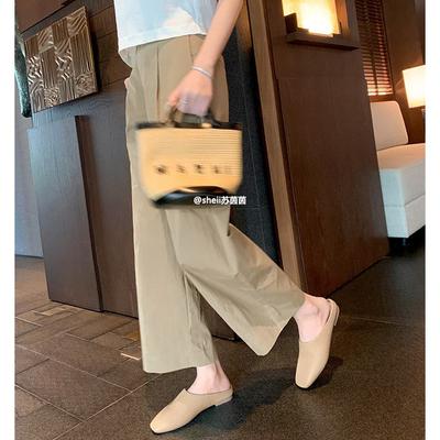 [] Мягкие для жарки~ Импортный узор Ли телячья кожа квадратный носок балетки шлепанцы женские полушлепанцы