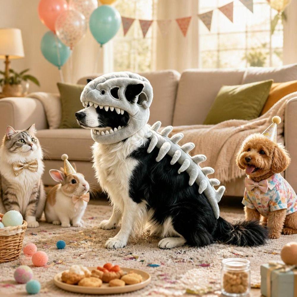 80/110CM Dinosaur Skeleton Pet Costume 3D Halloween Pet Costume Halloween Party