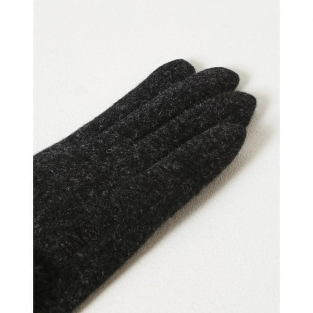 Daks Women Black Mink Fur Wool Gloves Dcgv6f430bk
