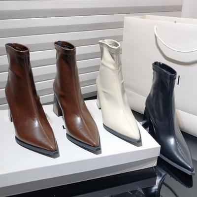 Осень Зима Женские Ботильоны Элегантные Толстые Каблуки Острый Носок Обувь Современные Короткие Ботильоны Для Женщин