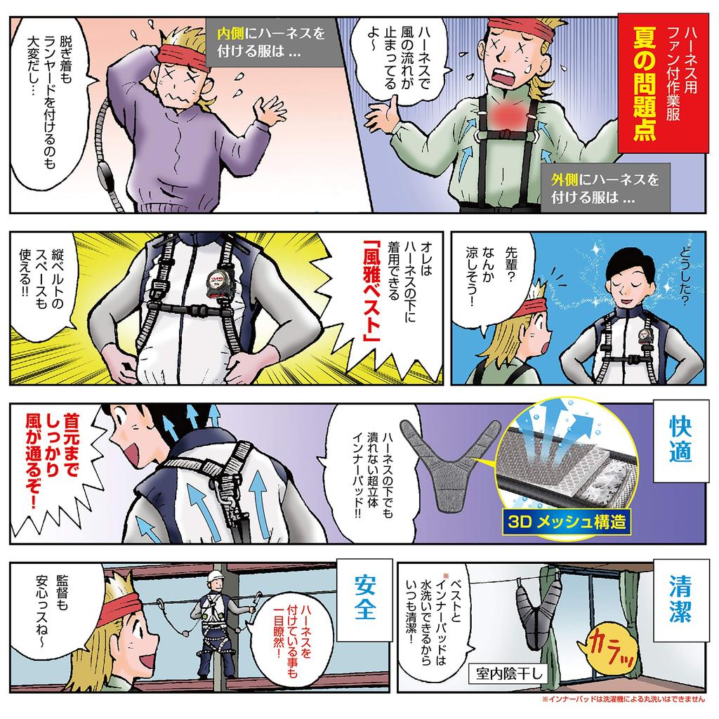 TAJIMA Cool Fan Vest That Allows Wind To Pass Through Even When Wearing a Harness Super 3D Mesh with Good Ventilation Large Capacity Battery That Can