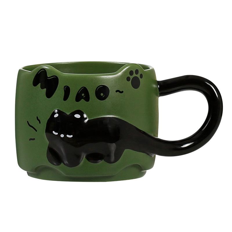 Ceramic cup, mug, office home coffee, cute cat pattern, juice, milk, breakfast cup