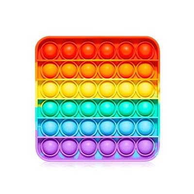Push Bubble Fidget Toy Радуга Квадратная сенсорная игрушка для снятия стресса для аутизма, стресса, тревоги для детей и взрослых, сжимаемые игрушки