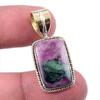 Подарочный двухцветный кулон Ruby In Zoisite из стерлингового серебра 925 пробы, созданный в лаборатории, 1,25 дюйма W8T74