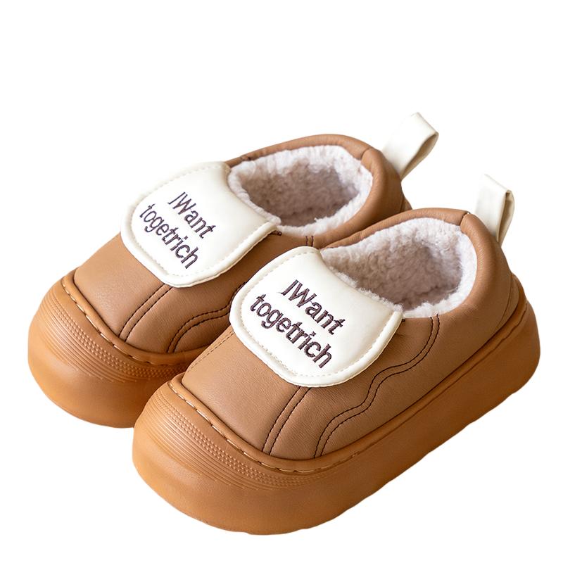 Модные Мягкие Домашние Тапочки из Хлопка с Толстой Подошвой для Женщин Зима 2025 Милые с Круглым Носком Нескользящие Домашние Тапочки Теплые Плюшевые Слипоны Повседневная Обувь