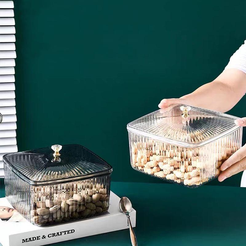 Блюдо для закусок с крышкой, большая емкость, прозрачное сервировочное блюдо, многоцелевой контейнер, пластиковая тарелка для печенья, орехов, сухофруктов, еды
