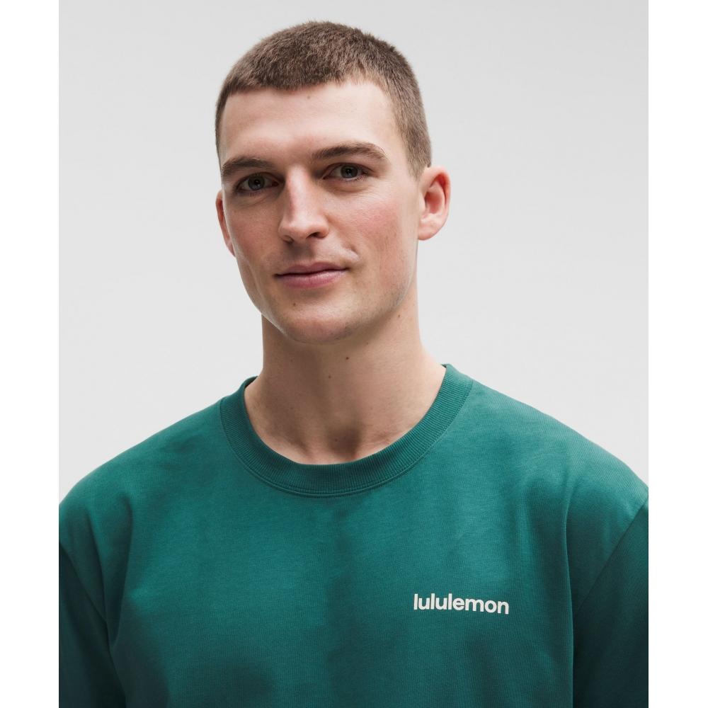 Lululemon HeavyweighT CoTTon Jersey T shirT  Wordmark Deep Marina