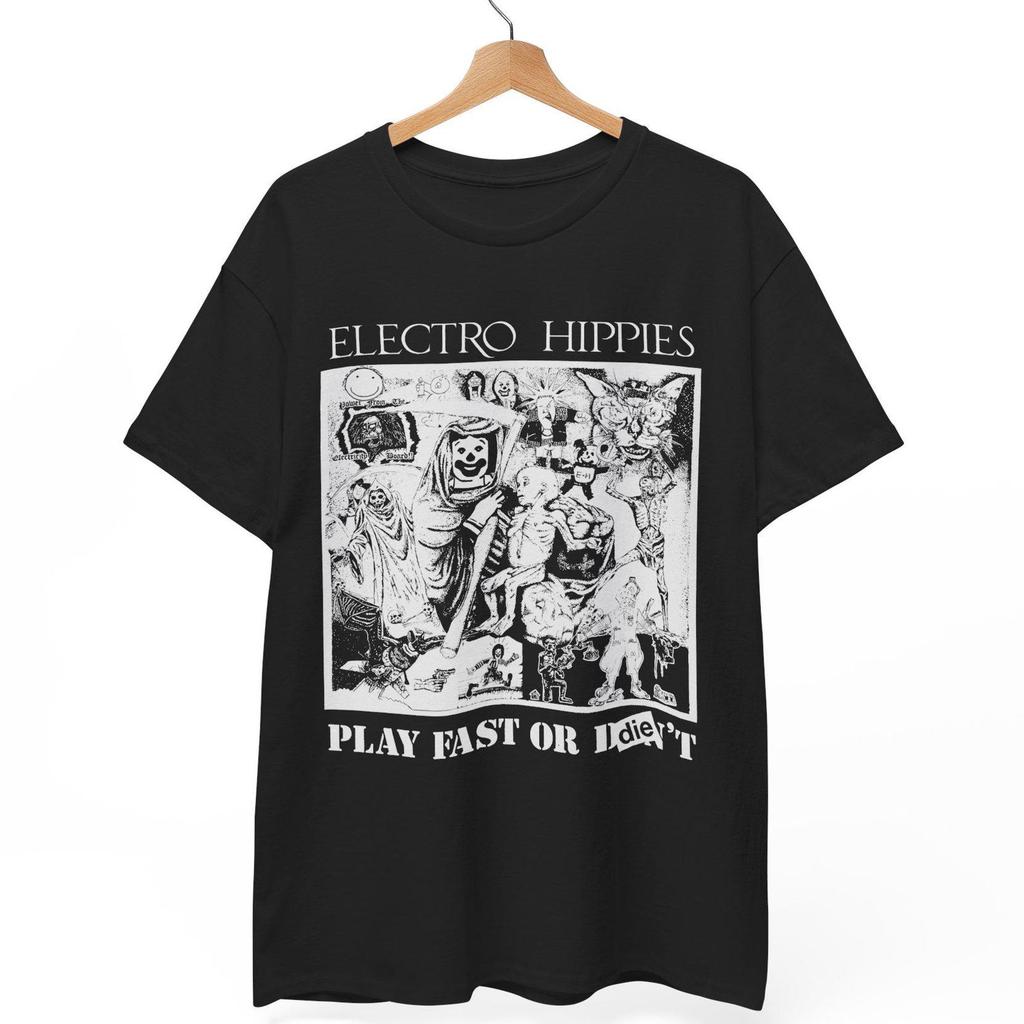 Electro Hippies 'Play Fast or Die' T-Shirt, Grindcore Crust Punk Tee
