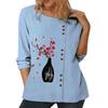 Stylish Women's Cotton Top Featuring Various Printed Designs, Round Neck, and Long Sleeves