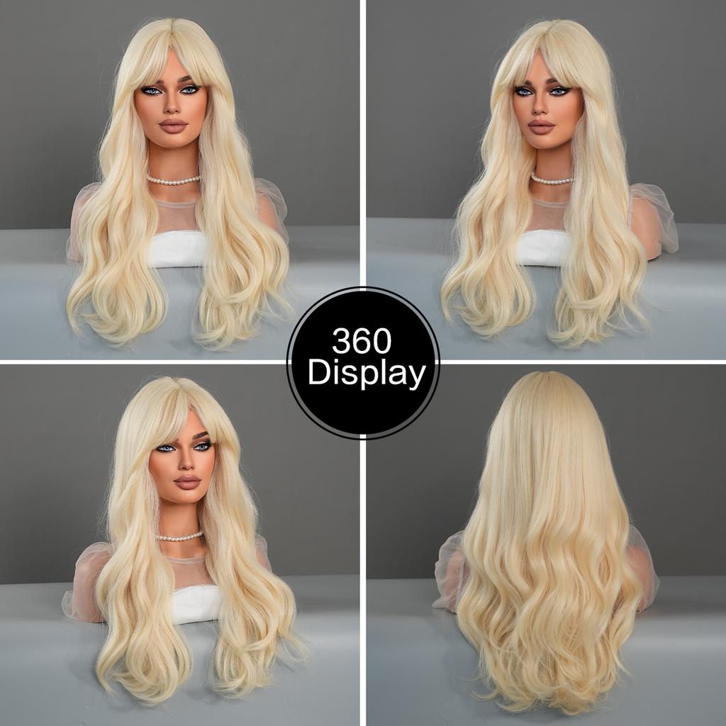 Professional  WIGS Barbie Wig Long Blonde Wigs for Women Daily Party Loose Synthetic Body Wave Hair Wig for Girls Halloween Cosplay