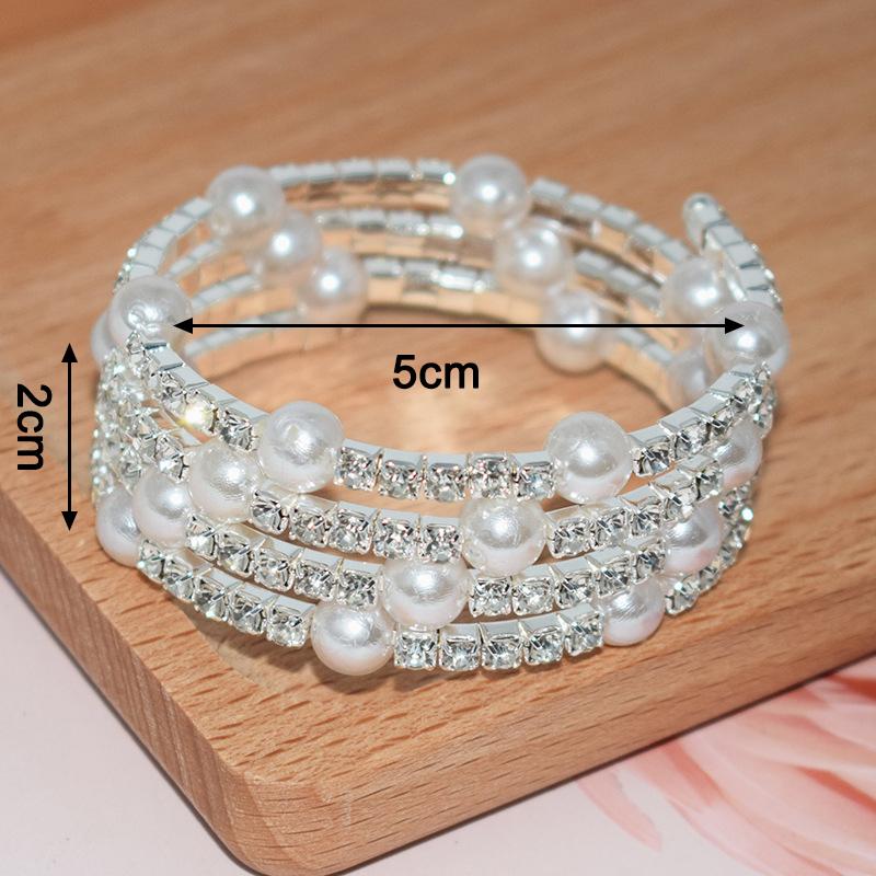 Элегантный пластиковый браслет из искусственного жемчуга, многослойный, растягивающийся