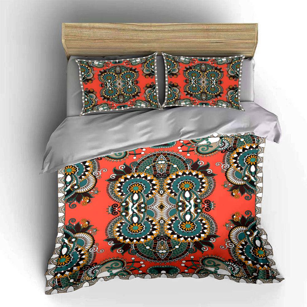 Bohemian Floral Mandala Style Bedding Duvet Cover Set (1*Duvet Cover 2*Pillowcases, without duvet insert)