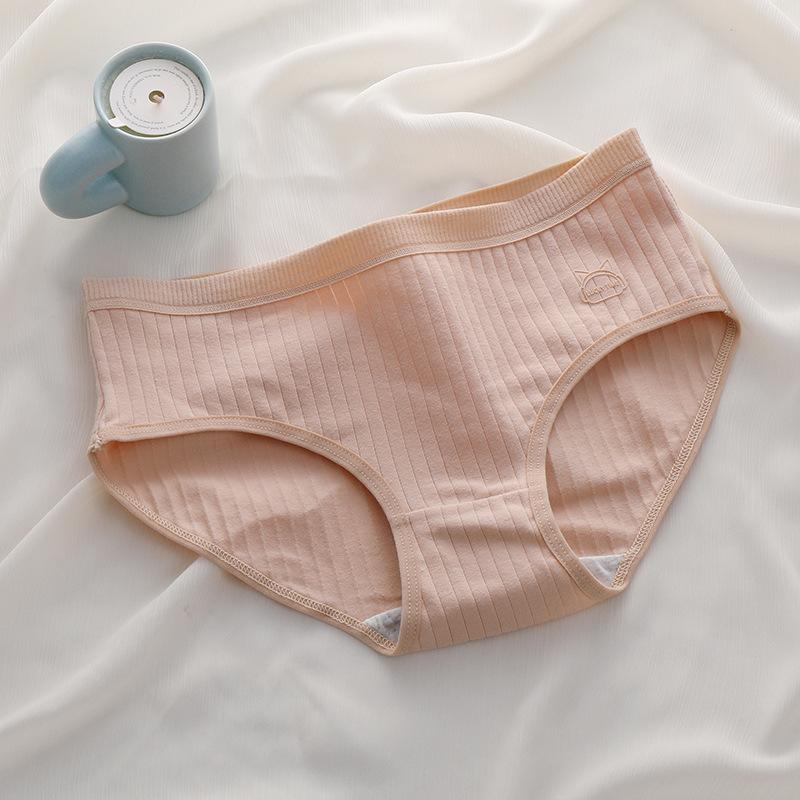 Женские хлопковые трусики с низкой талией в вертикальную полоску, простые удобные трусы, пригодное для носки нижнее белье на четыре сезона