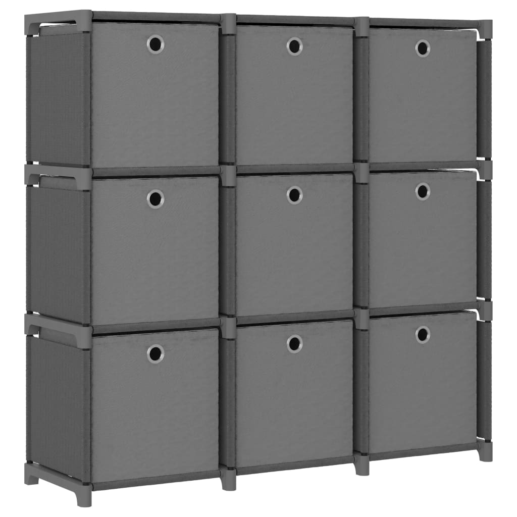 Cube Shelf with 9 Fabric Bins Gray 103 x 30 x 107.5 cm Fabric
