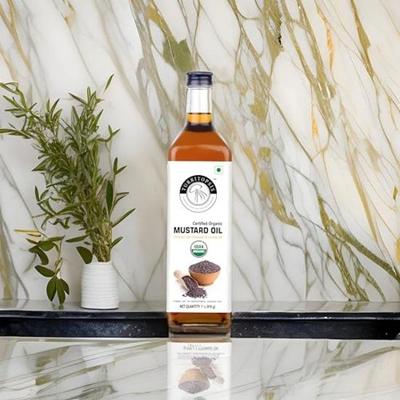 TURRITOPSIS Горчичное кулинарное масло Прессованное на дереве Холодного отжима Нерафинированное Сертифицированное органическое Натуральное Чистое Сырое методом Качи Гани Колу Чекку 1 литр Упаковка из 1