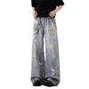 Printed Baggy Jeans Men Women Casual Baggy Straight Denim Pants High Street Wide Leg Y2K Blue Jean