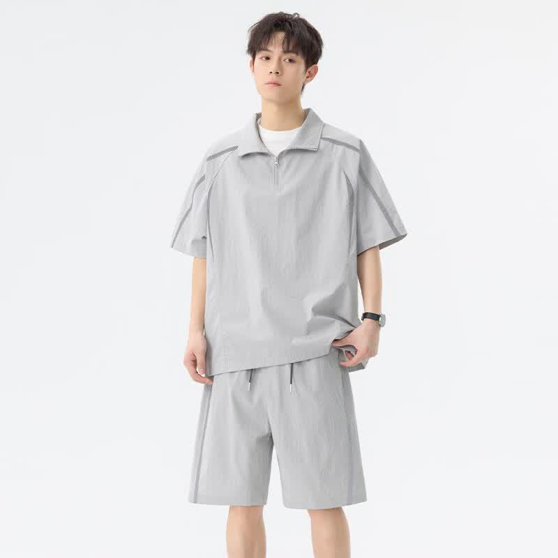 Playboy Men's Ice Silk Casual Sports T-shirt and Shorts Set