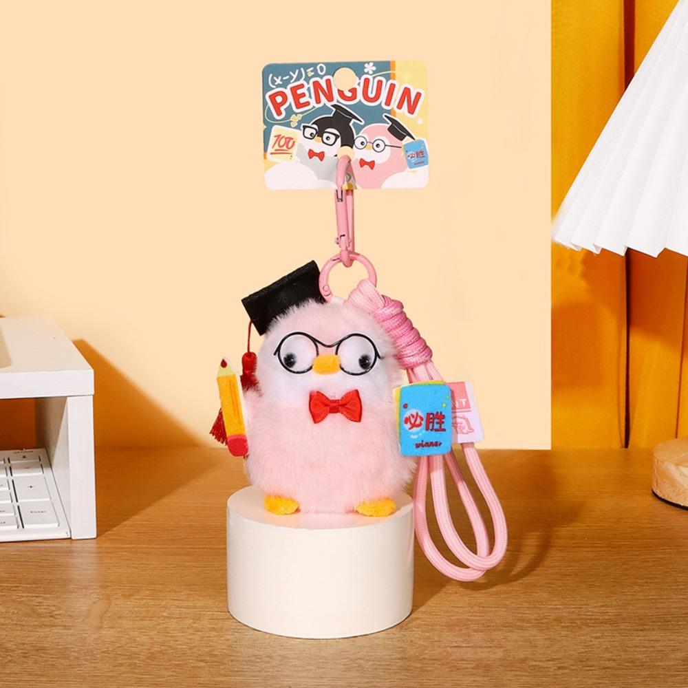 PP Cotton Mini Penguin Plushie Doll Fluffy Penguin Stuffed Toy Keychain  Car Key Accessories