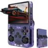 Whatsko R36S ArkOS Retro Handheld Game IPS Dual 3D Portable Emulator Japanese Language 3500mAh Transparent Purple Console, RK3326, 3.5-inch Display,