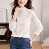 Skinny Jacquard Tops for Autumn and Winter New Half-turtleneck Slim Layered Bottoming Shirt for Women's