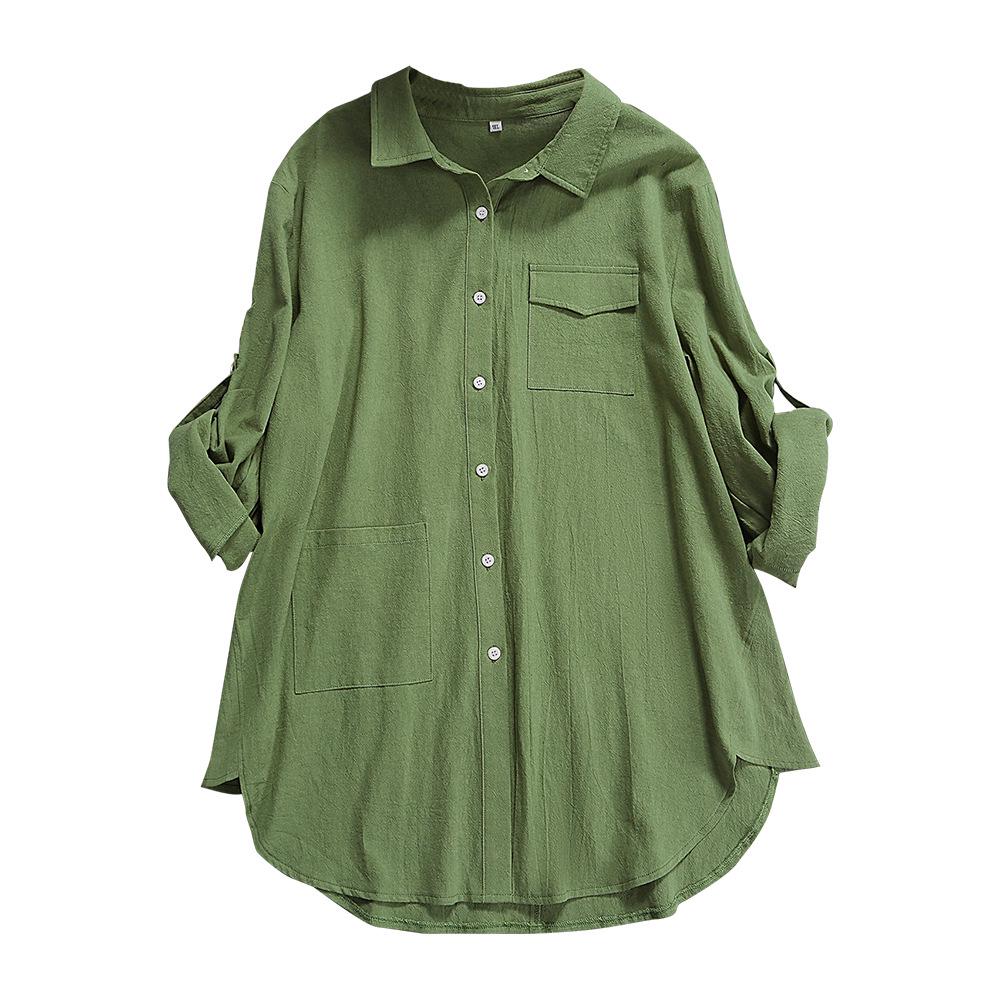 2025 Women's Solid Color Long Sleeve Button-Down Loose T-Shirt - European and American Style, Oversized Fit.