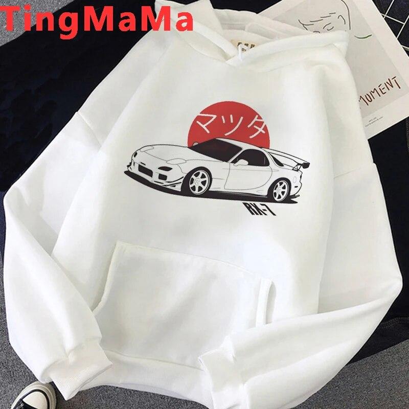 Hot Japanese Anime Initial D Hoodies Unisex Kawaii Cartoon Harajuku Winter Warm Unisex Tops Streetwear Fashion Sweatshirts Male Unisex