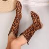 Сапоги до колена с леопардовым принтом, женские, осень-зима, с острым носком, на среднем каблуке, длинные, Botas Mujer, модные, с застежкой-молнией сзади, на квадратном каблуке