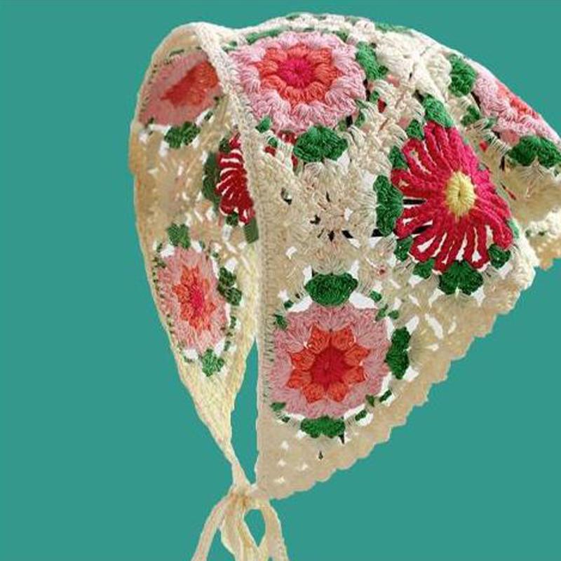 Повязка для волос, женский вязаный полый треугольный шарф, женская милая повязка на голову
