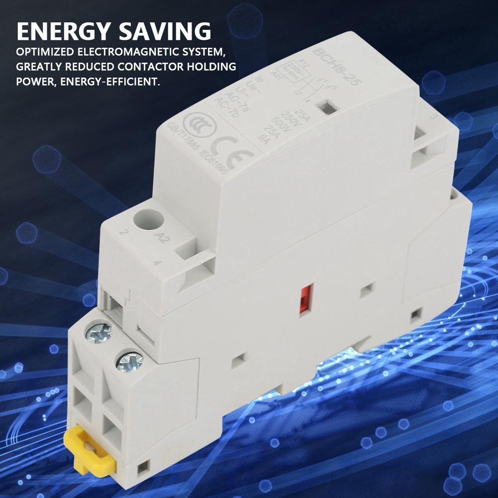 Compact 2P 25A Low Noise AC Contactor, High Quality Energy Saving Material, Household Contactor for 230 VAC Applications