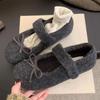 Fairy Foreign Style Fluffy Shoes Female Winter Wear French Evening Temperament Women Velvet Mary Jane Single Shoes Flat Cotton Shoes