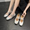 Туфли Мэри Джейн из коровьей кожи в стиле ретро, женские, весна 2025, для отдыха, спортивные балетки, на липучках, с толстой подошвой, увеличивающие рост, одинарные туфли