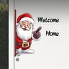 1 шт. Самоклеящиеся наклейки на дверь «Санта Добро пожаловать домой» - Украшение «С Рождеством» с Санта-Клаусом, Легкое нанесение методом «отклей и приклей»