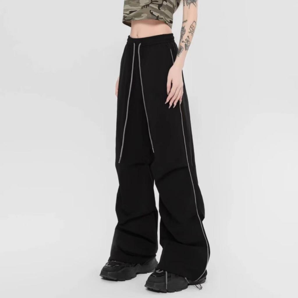 Женские новые быстросохнущие брюки парашютисты из ледяного шелка, брюки с широкими штанинами, повседневные однотонные брюки