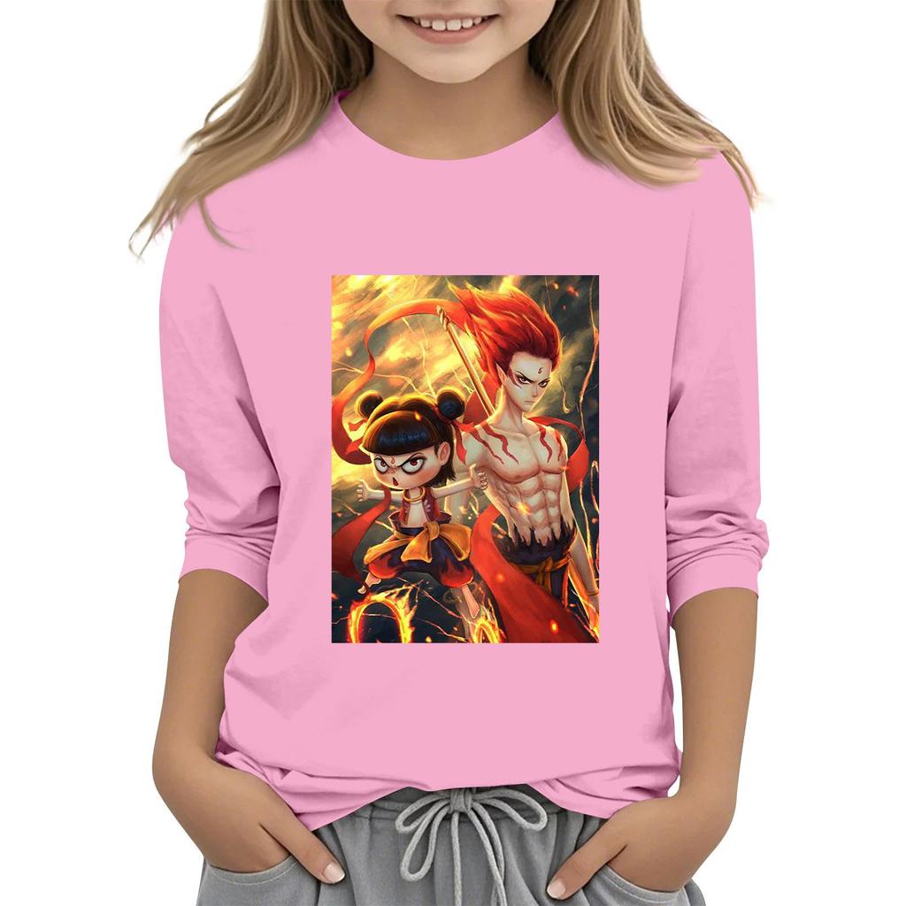 Топы с принтом для девочек 5-16 лет с круглым вырезом и рукавами 3/4 Футболки Модные топы Наряды Футболки