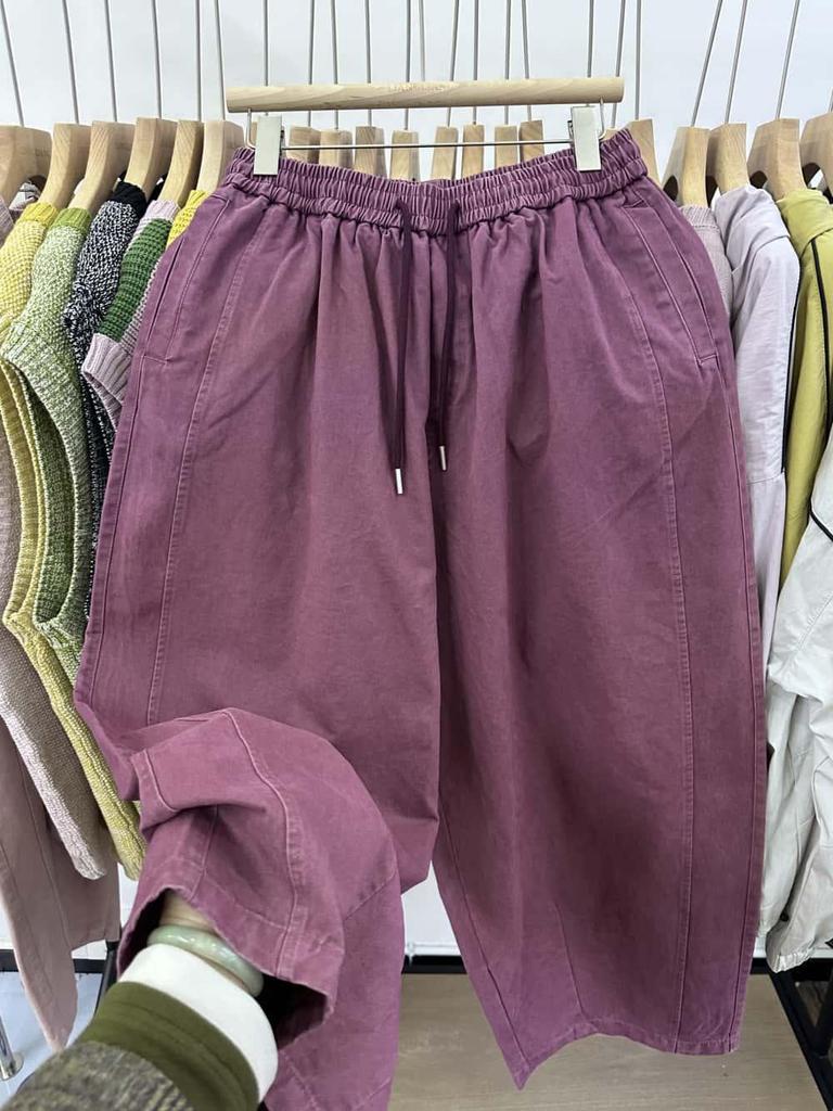 31049 Korean Style Loose Plus Size Casual Retro Wash Cotton Dad Carrot Pants
